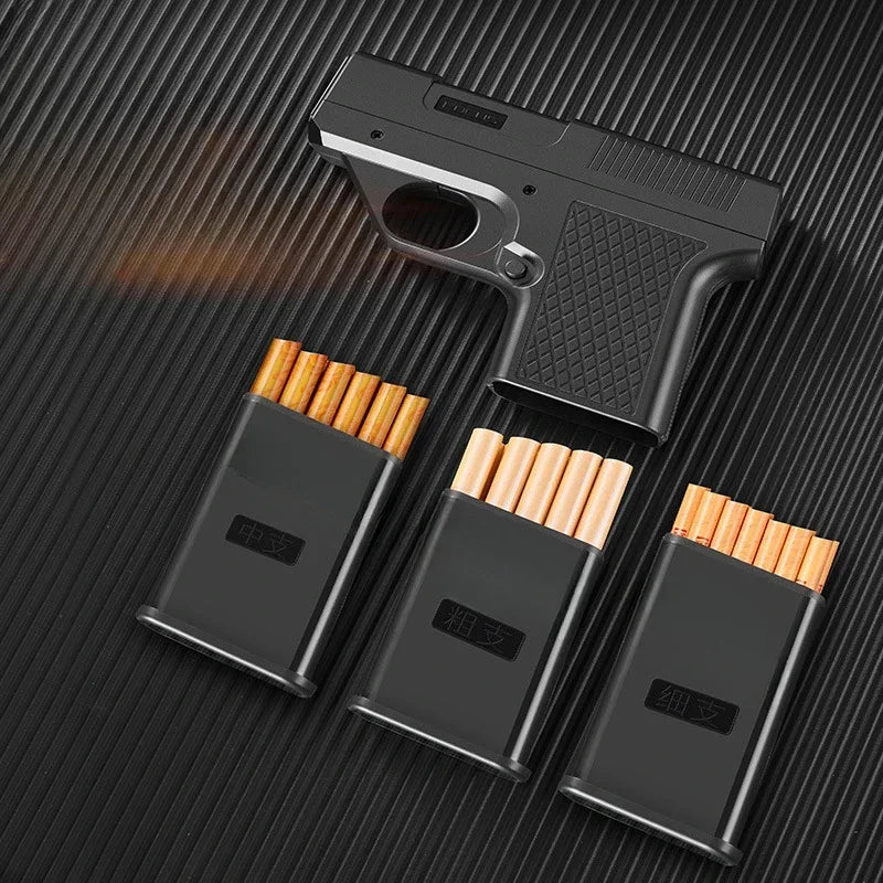 Pistol Style Lighters with 3 Cigarette Cases.