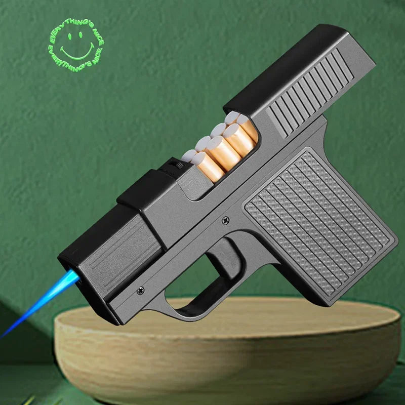 Pistol Style Lighters with 3 Cigarette Cases.