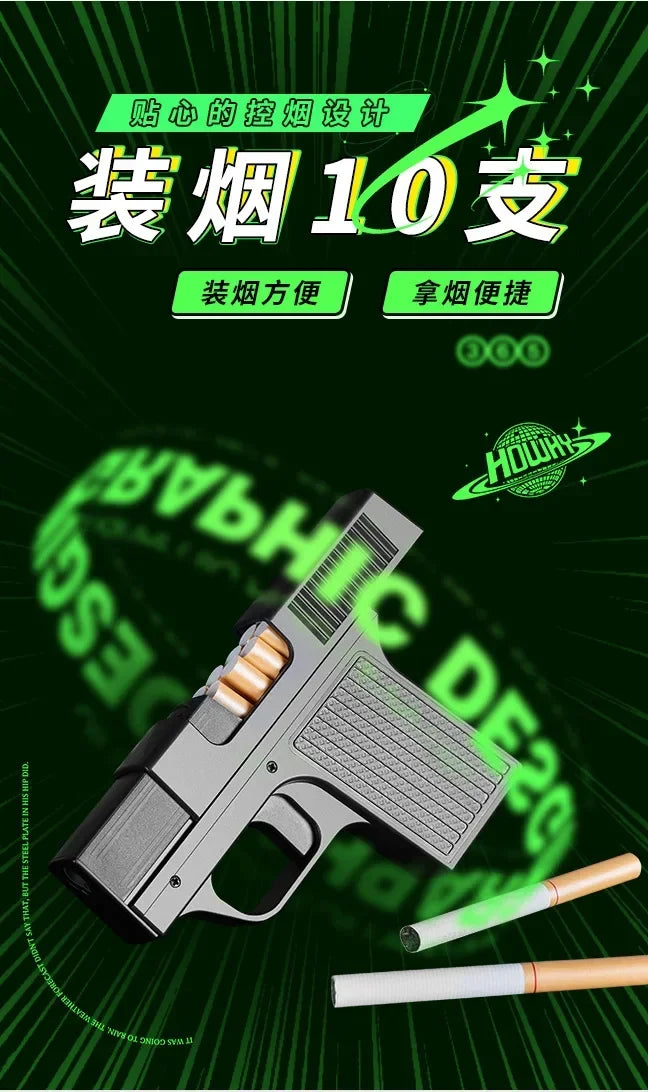 Pistol Style Lighters with 3 Cigarette Cases.